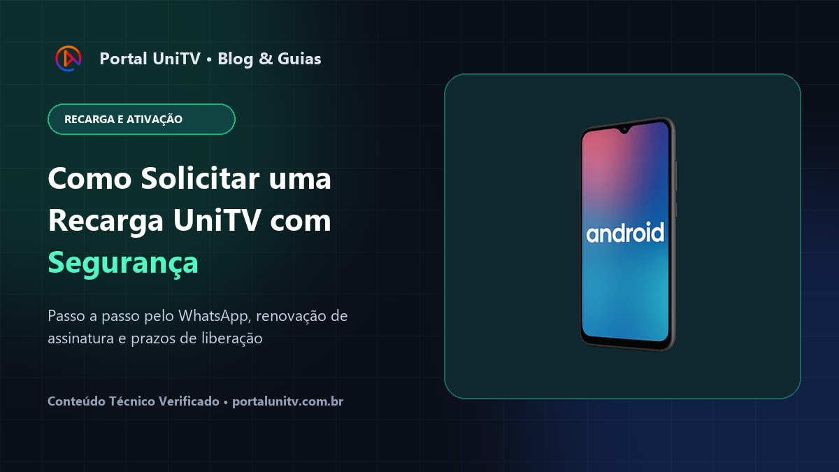 Capa do guia Como solicitar uma recarga UniTV